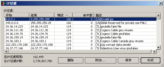 eMule IP过滤工具可以用来屏蔽指定IP